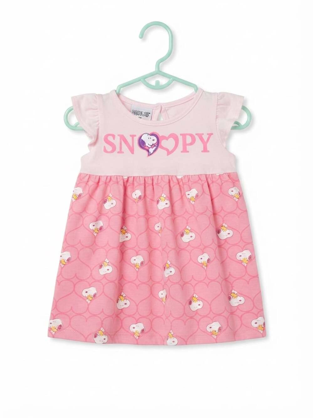 Peanuts Snoopy Heart Print Flutter Sleeve Toddler Girls Dress